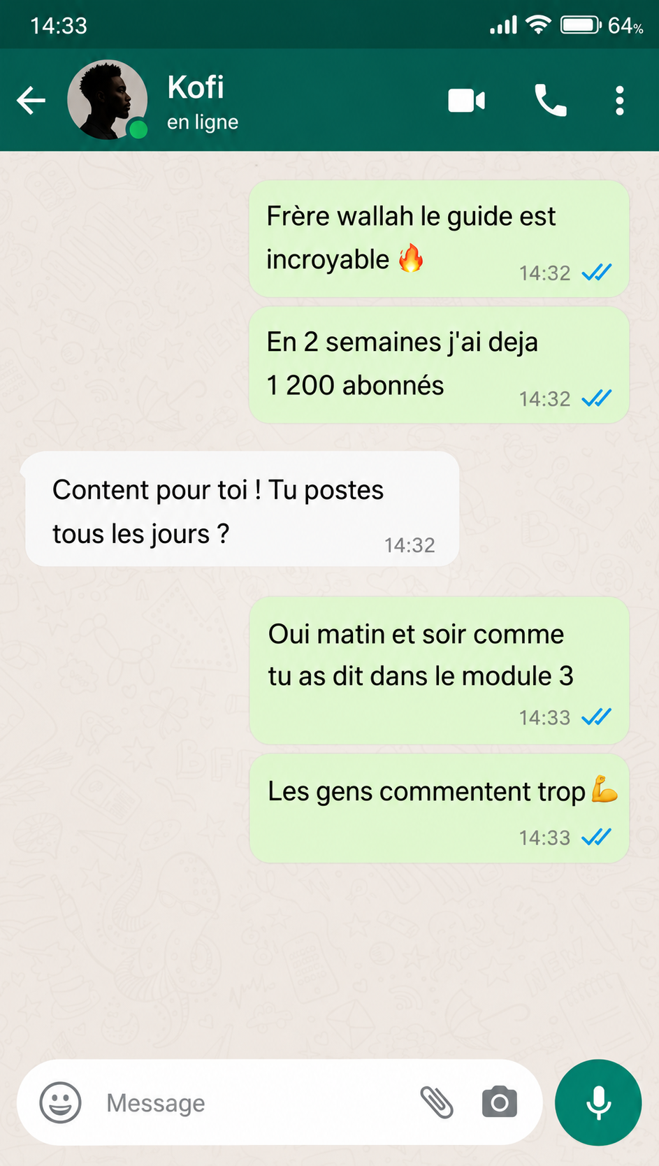 Témoignage WhatsApp - 1200 abonnés en 2 semaines